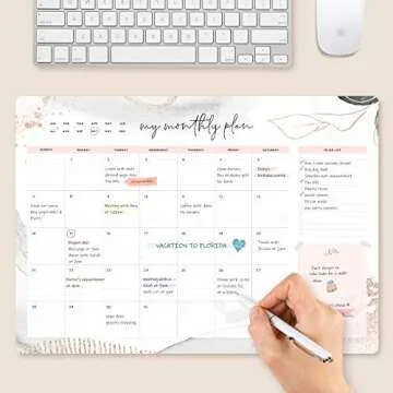 Non-Dated Desk Pad Blotter Office Calendar La Lune Collection by Bright Day, 16 Month 15.5 x 11 Inch, Floral Monthly Organizer Check List (Pink Abstract)
