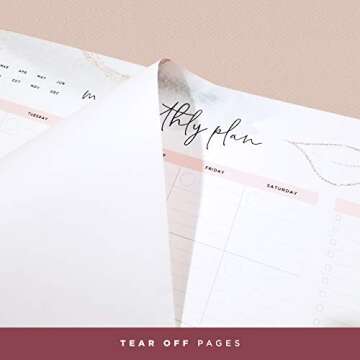 Non-Dated Desk Pad Blotter Office Calendar La Lune Collection by Bright Day, 16 Month 15.5 x 11 Inch, Floral Monthly Organizer Check List (Pink Abstract)