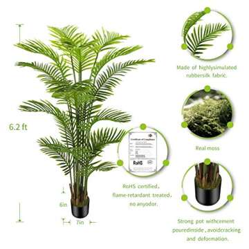 OXLLXO 6ft Artificial Areca Palm Silk Tree(72in) with 18 Trunks Faux Tree and Plastic Nursery Pot, Fake Plant for Office House Farmhouse Living Room Home Decor (Indoor/Outdoor)