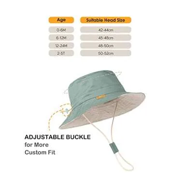 Baby Sun Hat for Boy Girl Toddler Summer Bucket Hat Kids Sun Protection Beach Hat Cotton Baby Hats Green