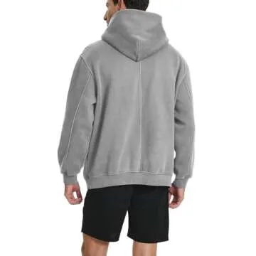 Hatant Hoodies for Men Heavyweight Fleece Sweatshirts for Men Acid Wash Athletic Hoodie Vintage Oversized Matching Hoodies for Couples Men's Fashion Hoodies with Pocket Workout Tops Grey-2XL Gray