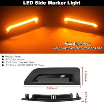 DZG LED Side Marker Lights for Ford Bronco Sport 2021-2024