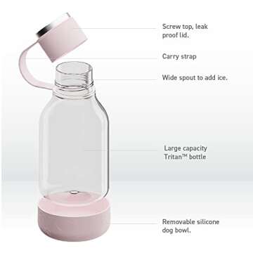 Asobu Tritan Water Bottle with Dog Bowl Attached 50 Ounces (Pink)