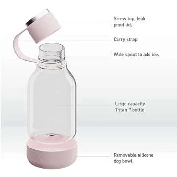 Asobu Tritan Water Bottle with Dog Bowl Attached 50 Ounces (Pink)
