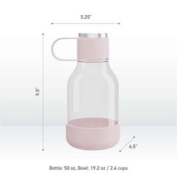 Asobu Tritan Water Bottle with Dog Bowl Attached 50 Ounces (Pink)