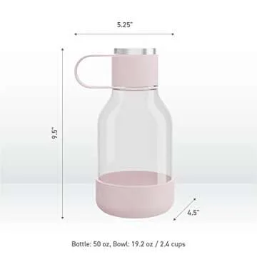 Asobu Tritan Water Bottle with Dog Bowl Attached 50 Ounces (Pink)