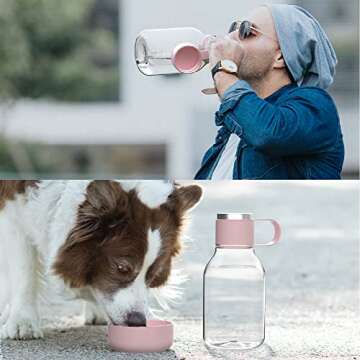 Asobu Tritan Water Bottle with Dog Bowl Attached 50 Ounces (Pink)