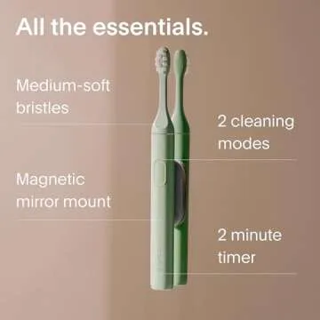 SURI Electric Toothbrush—Sustainable Electric Toothbrushes Adults, Slim Sonic Toothbrush & Accessories, 40-Day Battery, Travel Toothbrush with UV Cleaning Case, Ideal Christmas Gifts for Women & Men
