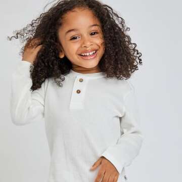 HonestBaby 5-Pack Waffle Henley Long Sleeve Shirts 100% Organic Cotton for Infant Baby and Toddler B...