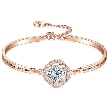 Aihitero Valentine's Day Gift for Sister, Engraved ‘Always My Sister Forever My Friend’ Love Ban...