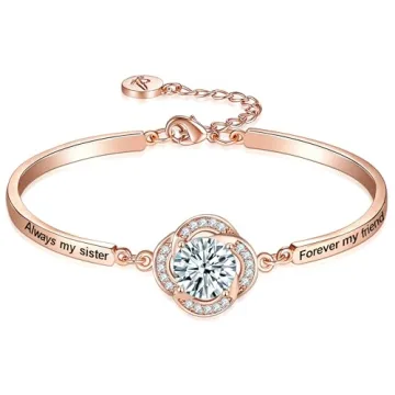 Aihitero Valentine's Day Gift for Sister, Engraved ‘Always My Sister Forever My Friend’ Love Ban...