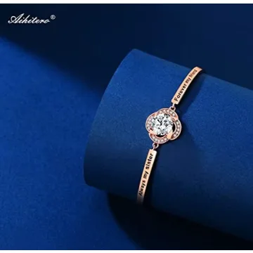 Aihitero Valentine's Day Gift for Sister, Engraved ‘Always My Sister Forever My Friend’ Love Bangle Bracelet, Rose Gold Women Jewelry, Christmas Mothers Day Birthday Present from Brother BFF Siblings