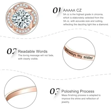 Aihitero Valentine's Day Gift for Sister, Engraved ‘Always My Sister Forever My Friend’ Love Bangle Bracelet, Rose Gold Women Jewelry, Christmas Mothers Day Birthday Present from Brother BFF Siblings