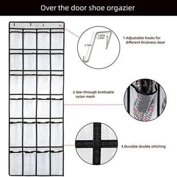 SAVERHO Over The Door Shoe Organizer with 24 Large Pockets