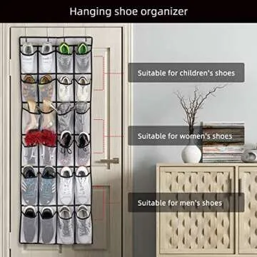 SAVERHO Over The Door Shoe Organizer with 24 Large Pockets