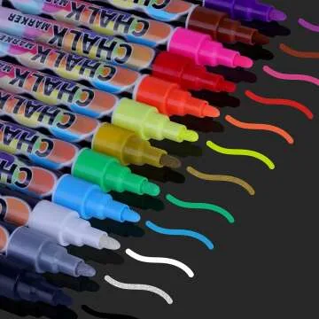 Liquid Erasable Chalk Markers - 12 Colors