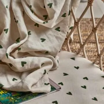 Mini Crib Sheet - Baby Boy & Baby Girl - Organic Cotton Fitted Crib Sheet - 24" x 38" - Baby Crib Sheets - Mini Crib Sheets Fitted - Baby Boy Crib Sheets - Crib Sheets for Baby Girl (Green Hearts)