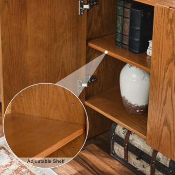 Amposei Vintage Small Sideboard Adjustable Shelf Entryway Storage