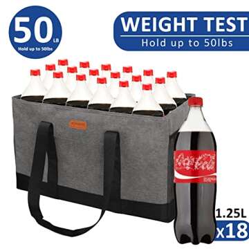 MHOMER Reusable Grocery Bags Extra Waterproof Large Tote Bag with Carrying Handles Reinforced Bottom...