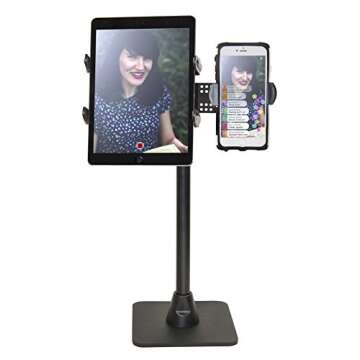 ARKON Mounts TW Broadcaster Dual Tablet and Phone Countertop or Desk 29 inch Stand Holder for Live S...