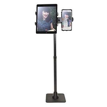 ARKON Mounts TW Broadcaster Dual Tablet and Phone Countertop or Desk 29 inch Stand Holder for Live Streaming