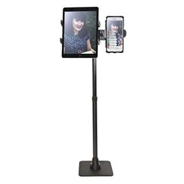 ARKON Mounts TW Broadcaster Dual Tablet and Phone Countertop or Desk 29 inch Stand Holder for Live Streaming