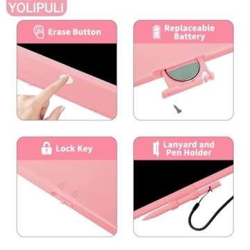 LCD Writing Tablet Doodle Board: 8.5 Inch Colorful Drawing Board Preschool Educational Toy Erasable Writing Tablet Birthday Gifts for Toddler Girls Boys (Pink)