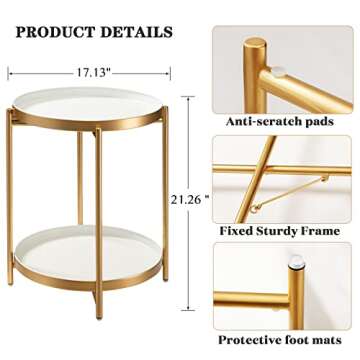 Stylish TeoKJ Gold Side Table with Removable Trays