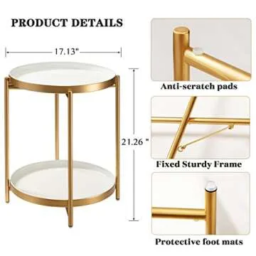 Stylish TeoKJ Gold Side Table with Removable Trays