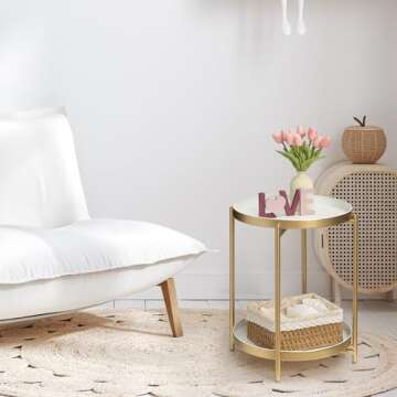 Stylish TeoKJ Gold Side Table with Removable Trays