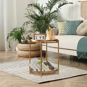 Stylish TeoKJ Gold Side Table with Removable Trays