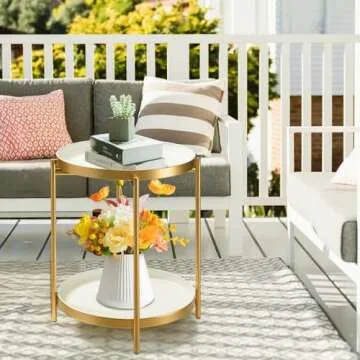 Stylish TeoKJ Gold Side Table with Removable Trays