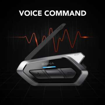 Sena 50R 3-Button Motorcycle Bluetooth Headset w/Sound by Harman Kardon Integrated Mesh Intercom System Premium Microphone & Speakers