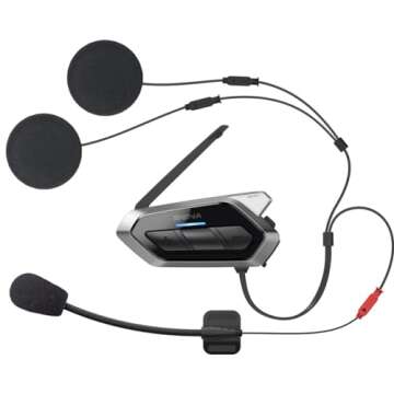 Sena 50R 3-Button Motorcycle Bluetooth Headset w/Sound by Harman Kardon Integrated Mesh Intercom System Premium Microphone & Speakers