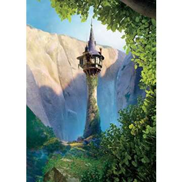 EOA 5(W) x7(H) FT Cartoon Princess Tower Backdrop Fairytale Story Rapunzel Photography Background Baby Shower Children Kids Birthday Party Events Cake Table Decoration Photoshot Props