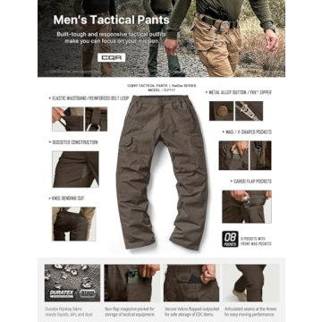 CQR Men's Tactical Cargo Pants in Raider Dark Brown