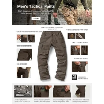 CQR Men's Tactical Cargo Pants in Raider Dark Brown
