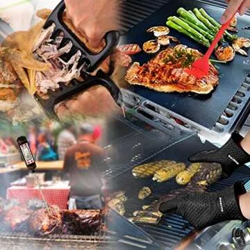 EastKing Smoker Accessories Set-Grilling Oven Gloves,BBQ Claws,Meat Thermometer and Silicone Brush B...