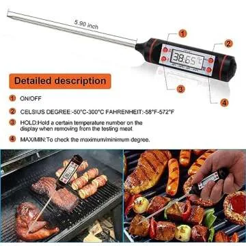 EastKing Smoker Accessories Set-Grilling Oven Gloves,BBQ Claws,Meat Thermometer and Silicone Brush BBQ Set for Cooking Barbecue Baking (Black)