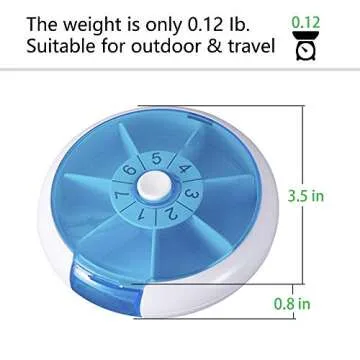 Medicine Pill Organizer, SZREDU Round Pill Box,Daily Pill Case 1 Time a Day,Rotating Pill Cases Organizers 7 Day,Weekly Vitamin Organizer,Small Travel Pill Organizer