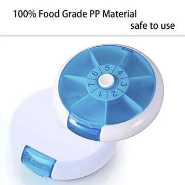 Medicine Pill Organizer, SZREDU Round Pill Box,Daily Pill Case 1 Time a Day,Rotating Pill Cases Organizers 7 Day,Weekly Vitamin Organizer,Small Travel Pill Organizer