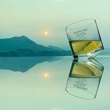 Osci-Fly Mothers Day Gifts for Friends, Tilted Etched Whisky Glass Whiskey Tumblers Beer Glasses - 8.8 oz - I Survived the Great Toilet Paper Crisis of 2020