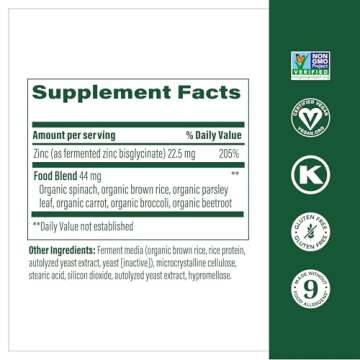 MegaFood Zinc Supplements - Vegan Immune Support Supplement With 22.5 mg High Potency Fermented Zinc...