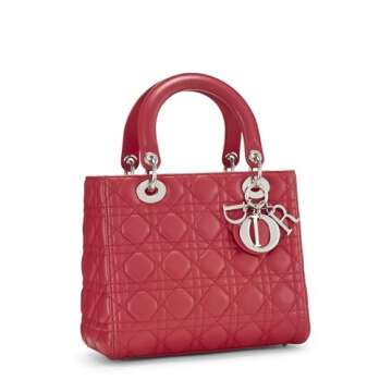 Dior, Pre-Loved Pink Cannage Quilted Lambskin Lady Dior Medium, Pink