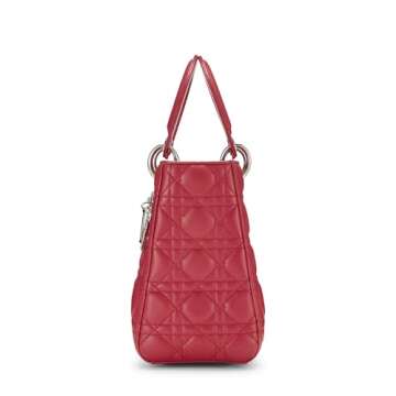 Dior, Pre-Loved Pink Cannage Quilted Lambskin Lady Dior Medium, Pink