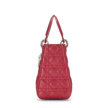 Dior, Pre-Loved Pink Cannage Quilted Lambskin Lady Dior Medium, Pink