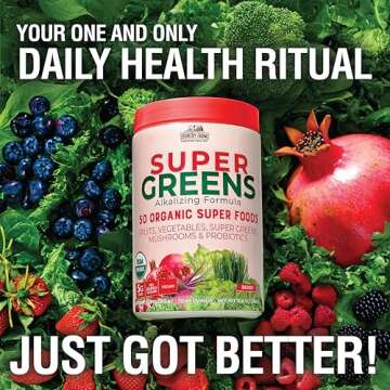 Country Farms Organic Super Greens Berry Flavor, 50 Organic Super Foods, Packed with Fiber, USDA Organic Drink Mix, Fruits, Vegetables, Mushrooms & Probiotics, Supports Energy, 5g Fiber