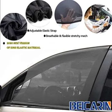 Car Front Window Sun Shade - 2 Pack Breathable Mesh Car Side Window Shade Sunshade UV Protection for...
