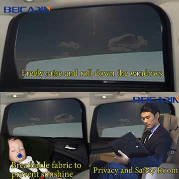 Car Front Window Sun Shade - 2 Pack Breathable Mesh Car Side Window Shade Sunshade UV Protection for Driver Family Pet on Front seat, Car Curtain with Two Holes to See Rearview Mirror