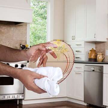 ZOYER Kitchen Bar Mops Towels 12 Pack - 16 x 19 Inches White Bar Towels for Kitchen, 100% Cotton Super Absorbent Kitchen Towels, Multi-Purpose Cleaning Towels for Housekeeping, Kitchen & Bars